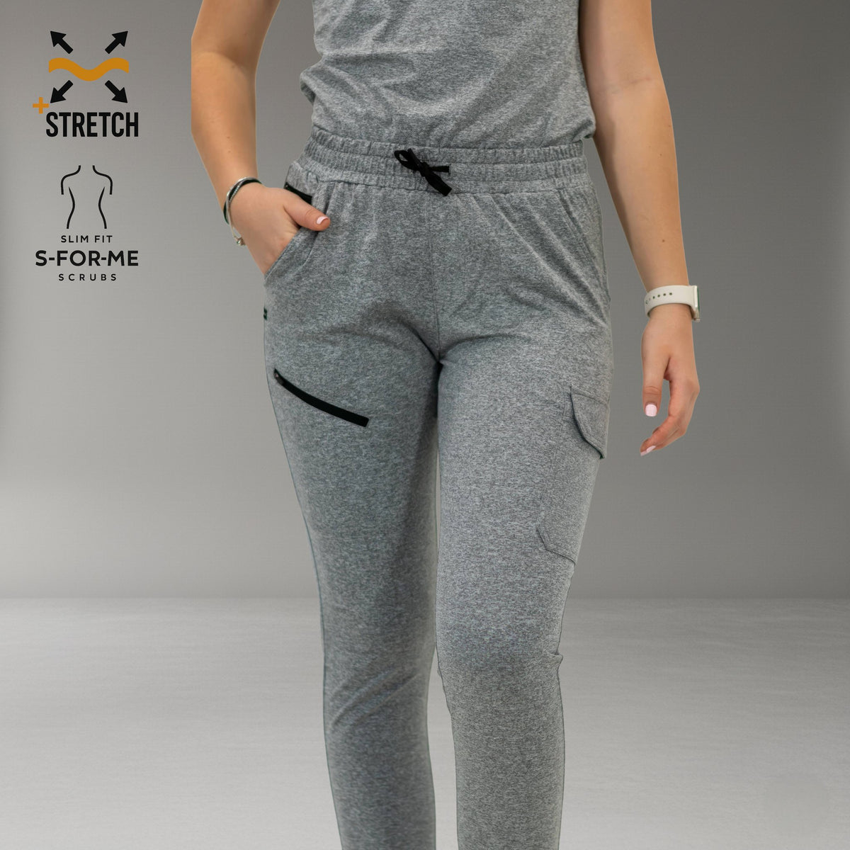 Jogger Quirúrgico Mujer Super Stretch Gris Jaspeado, Scrubs 905