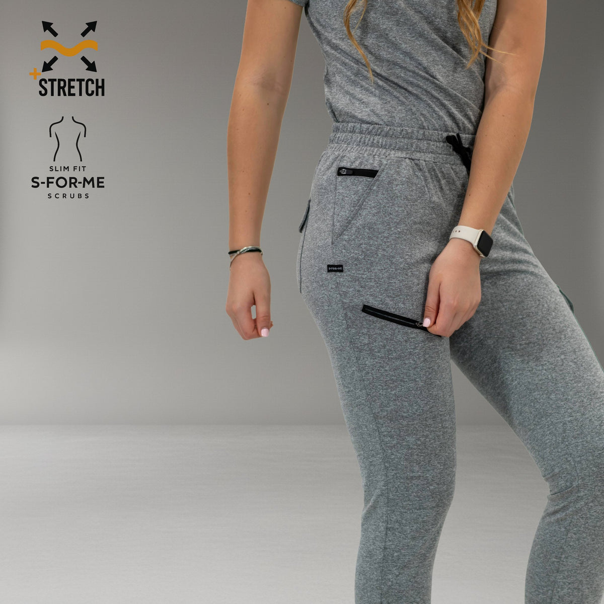 Jogger Quirúrgico Mujer Super Stretch Gris Jaspeado, Scrubs 905
