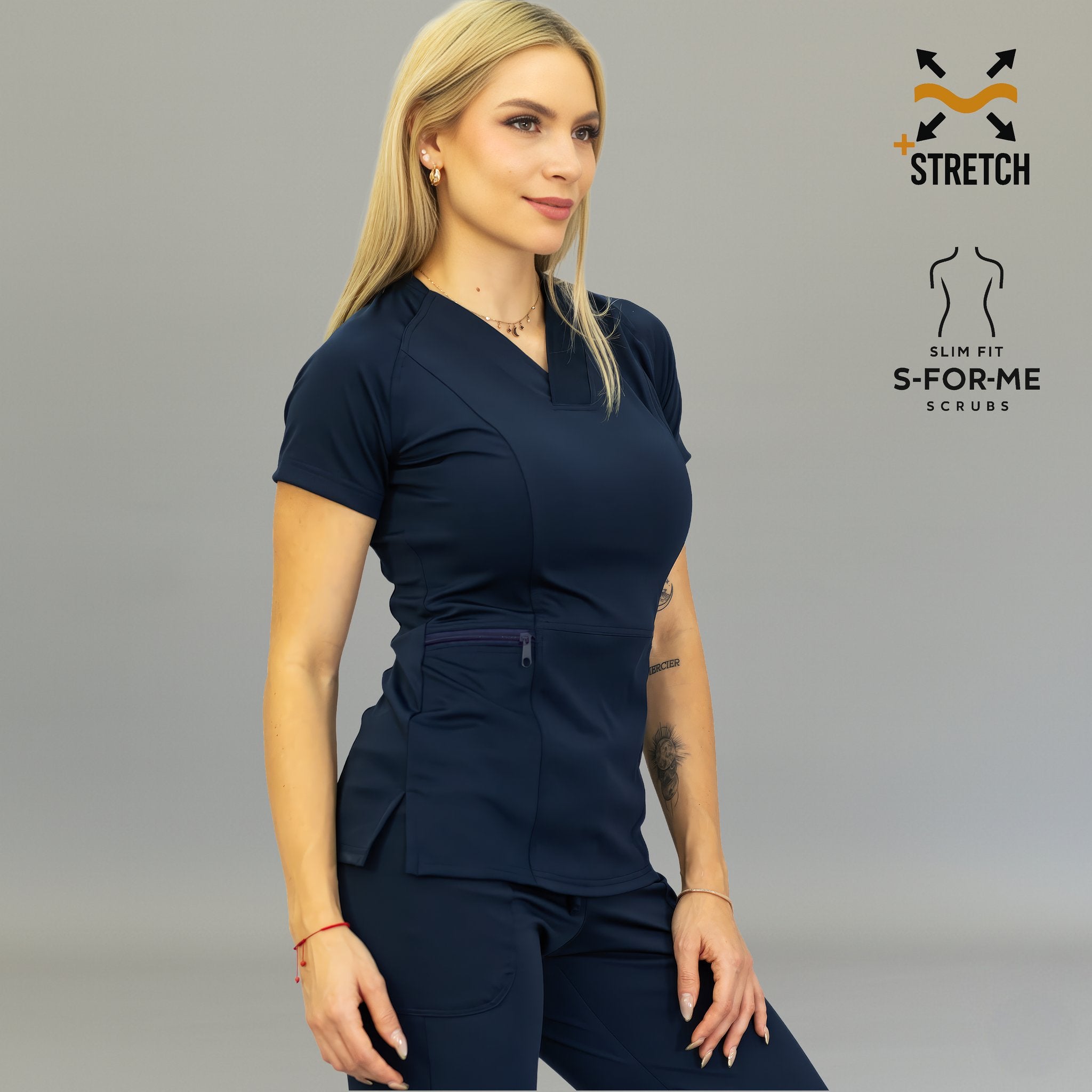 Scrub top azul marino mujer estilo 902 uniformes quirúrgicos México