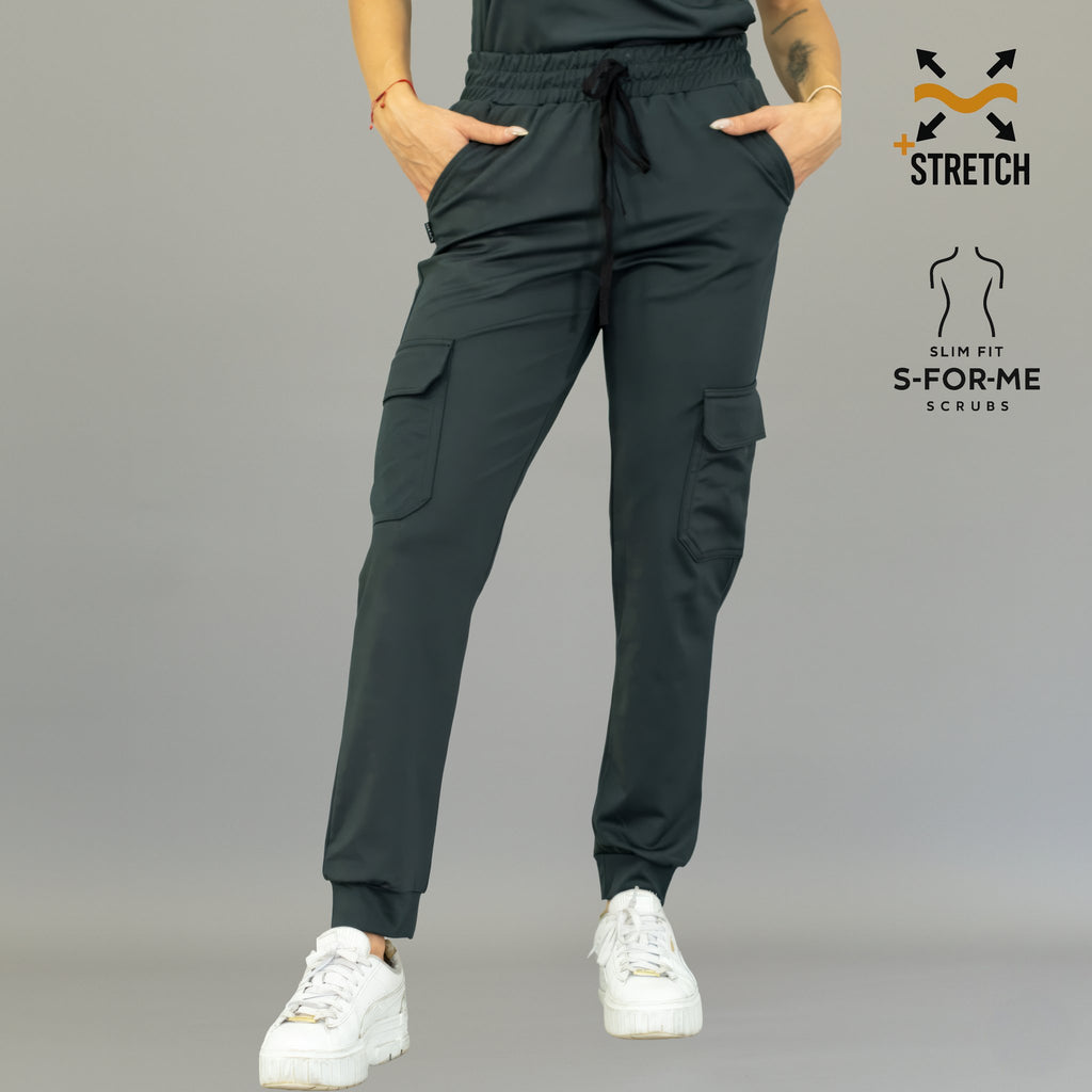 Jogger quirúrgico mujer gris oxford Estilo 910 con 6 bolsillos funcionales