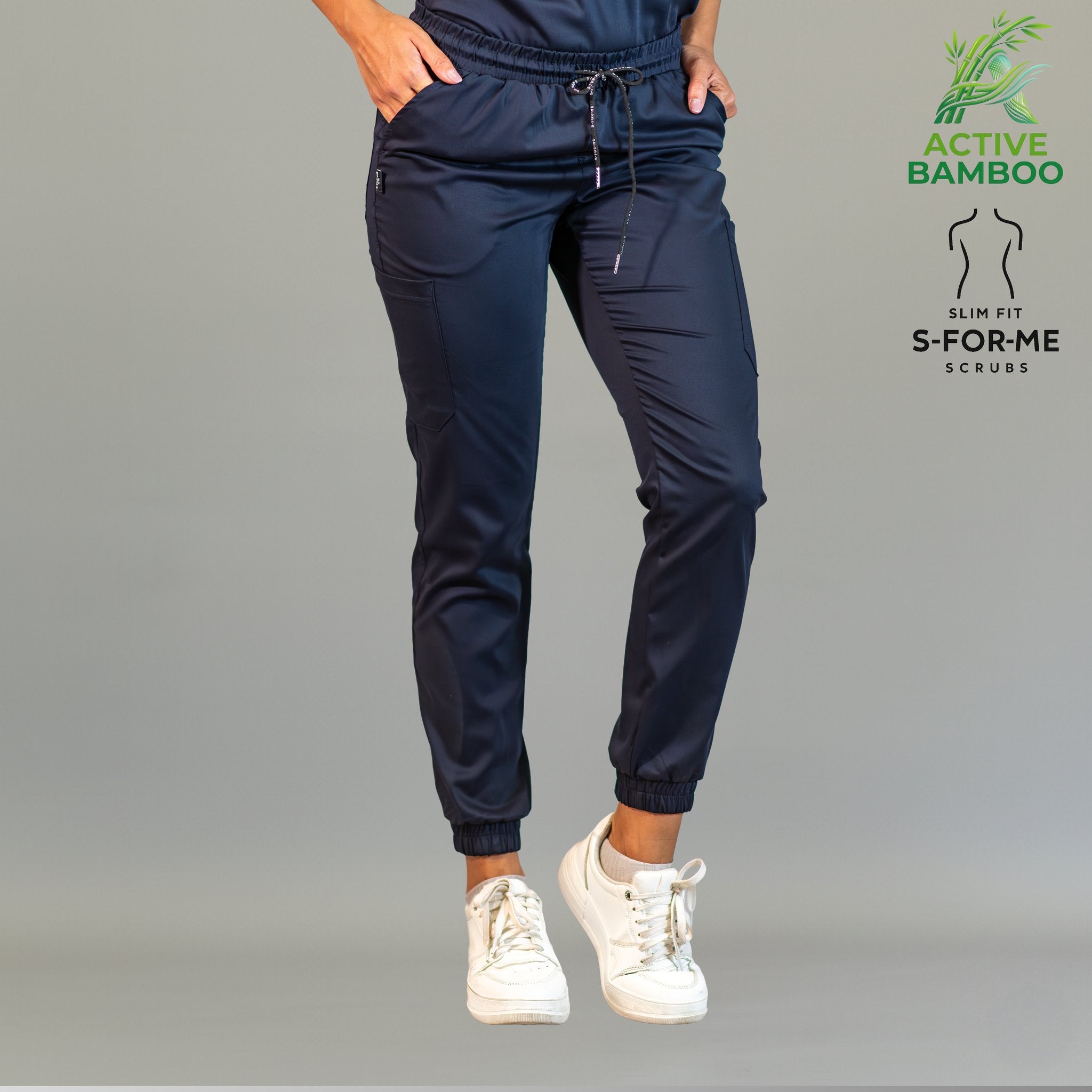 jogger bamboo mujer 511 azul marino detalle puño tobillo Sandel Medica