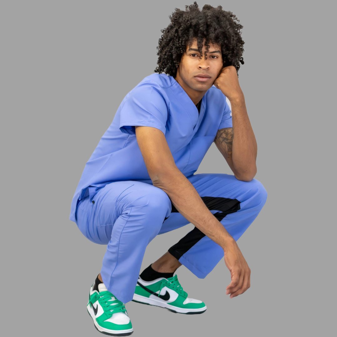 pantalon 500 azul plumbago antifluido espalda unisex sandel medica