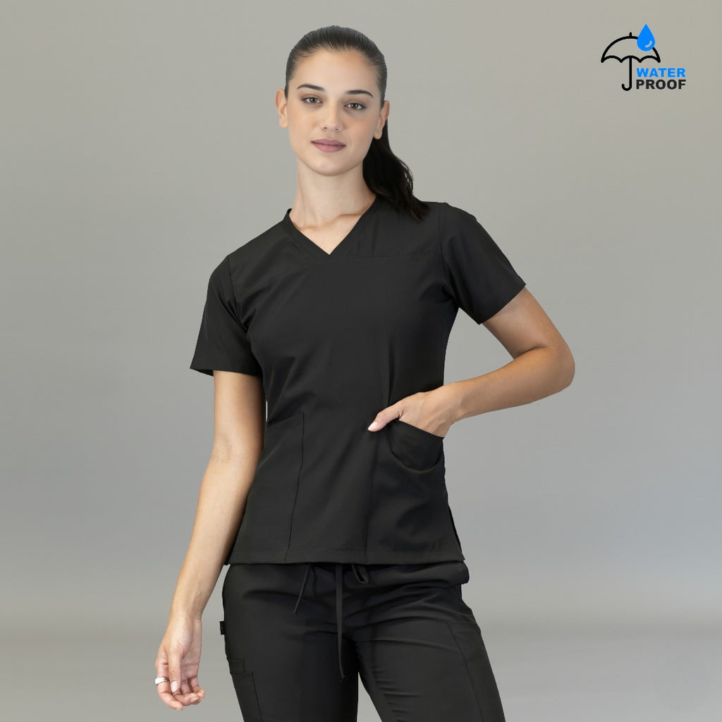 Filipina negra mujer Scrubs 515 con bolsillo lateral funcional