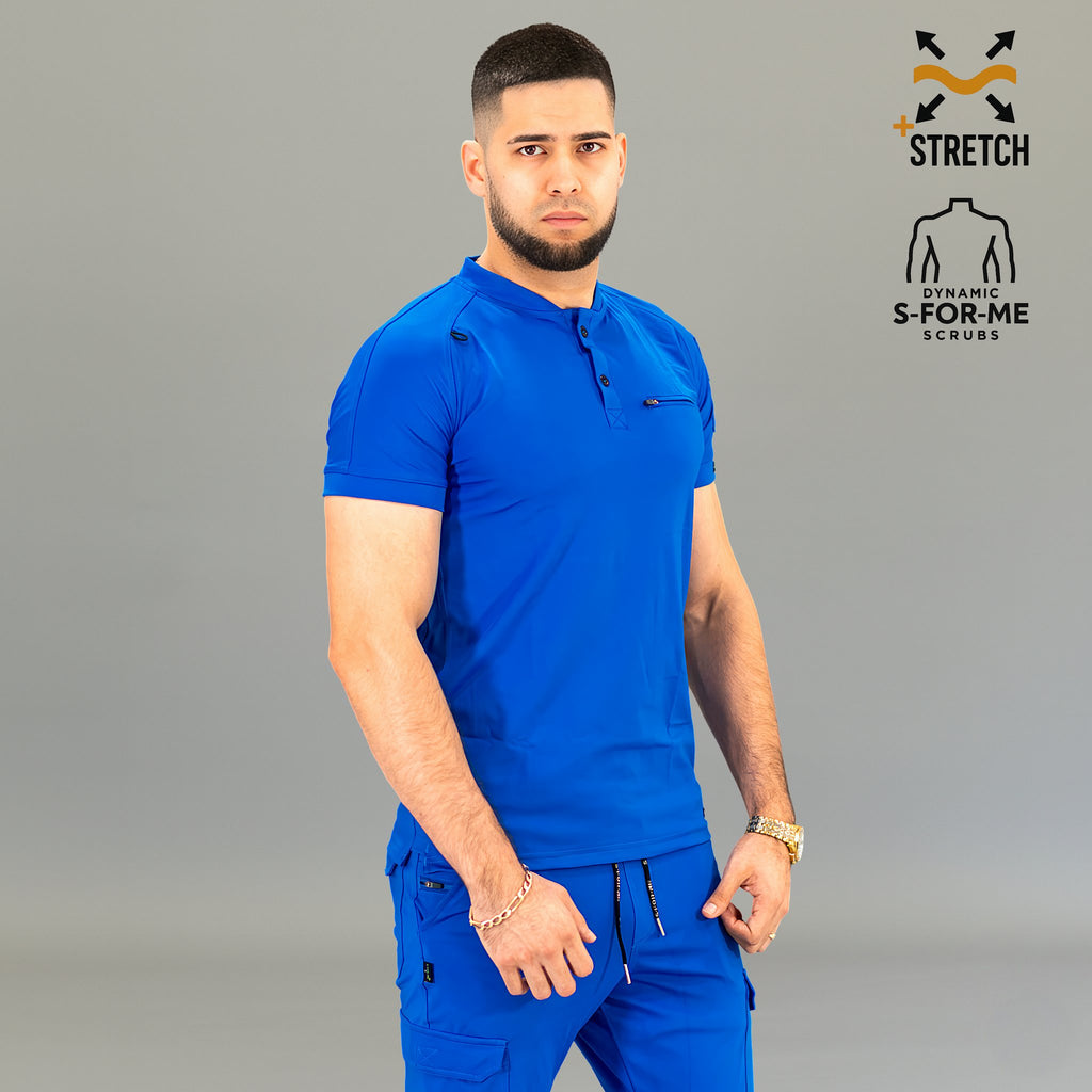 Filipina quirúrgica azul rey hombre Scrubs 901 Super Stretch vista tres cuartos