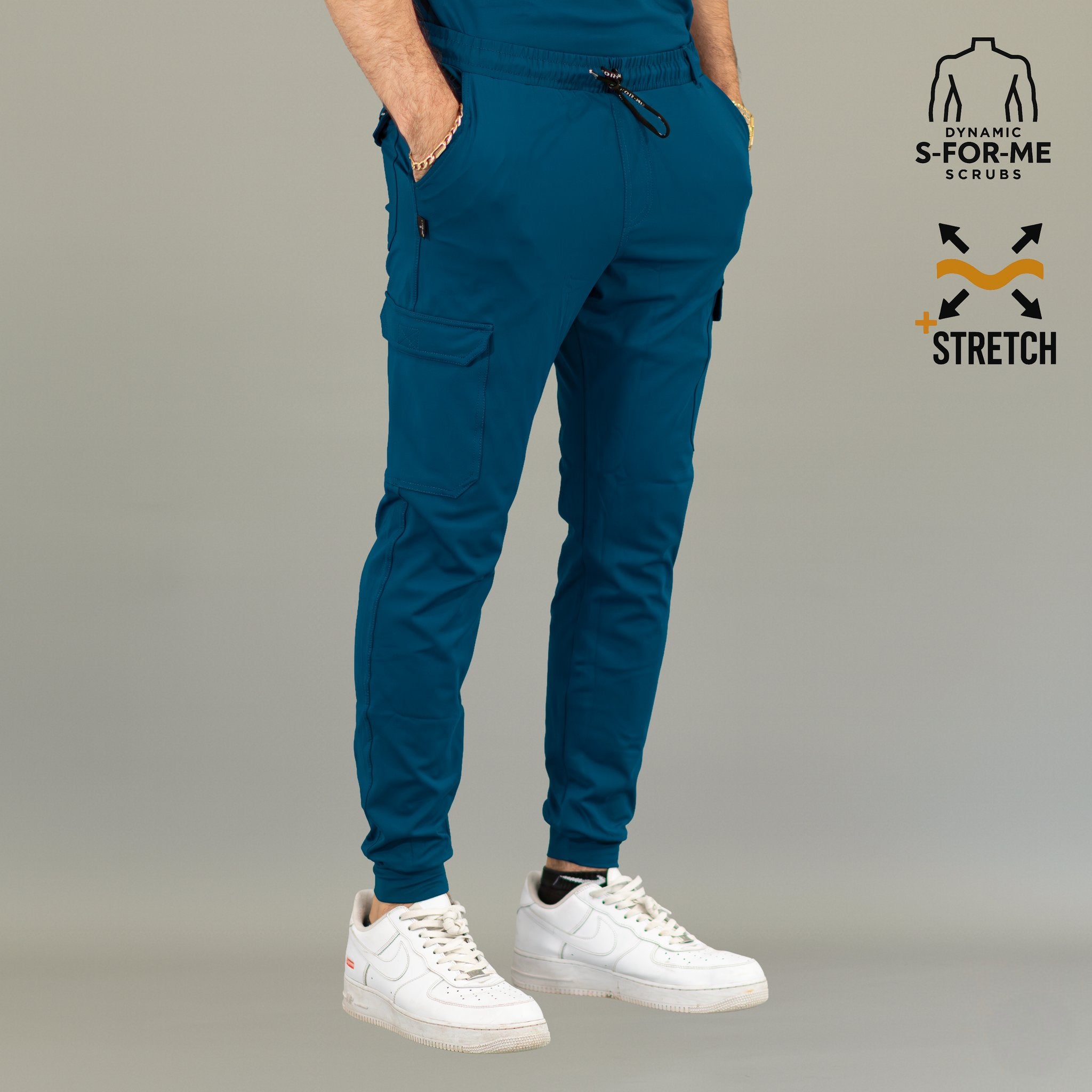 Jogger quirúrgico hombre azul caribe 901 Super Stretch vista frontal