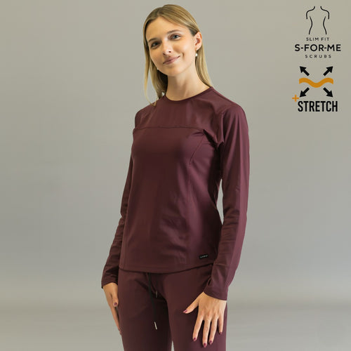 Blusa Under Scrub Mujer Manga Larga | Vino (Maroon) Super Stretch