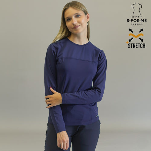 Blusa Under Scrub Mujer Manga Larga | Azul Marino (Navy) Super Stretch