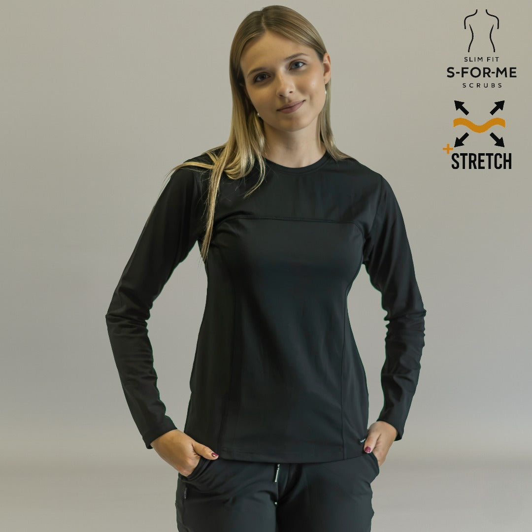 blusa under scrub negro mujer manga larga frente sandel medica