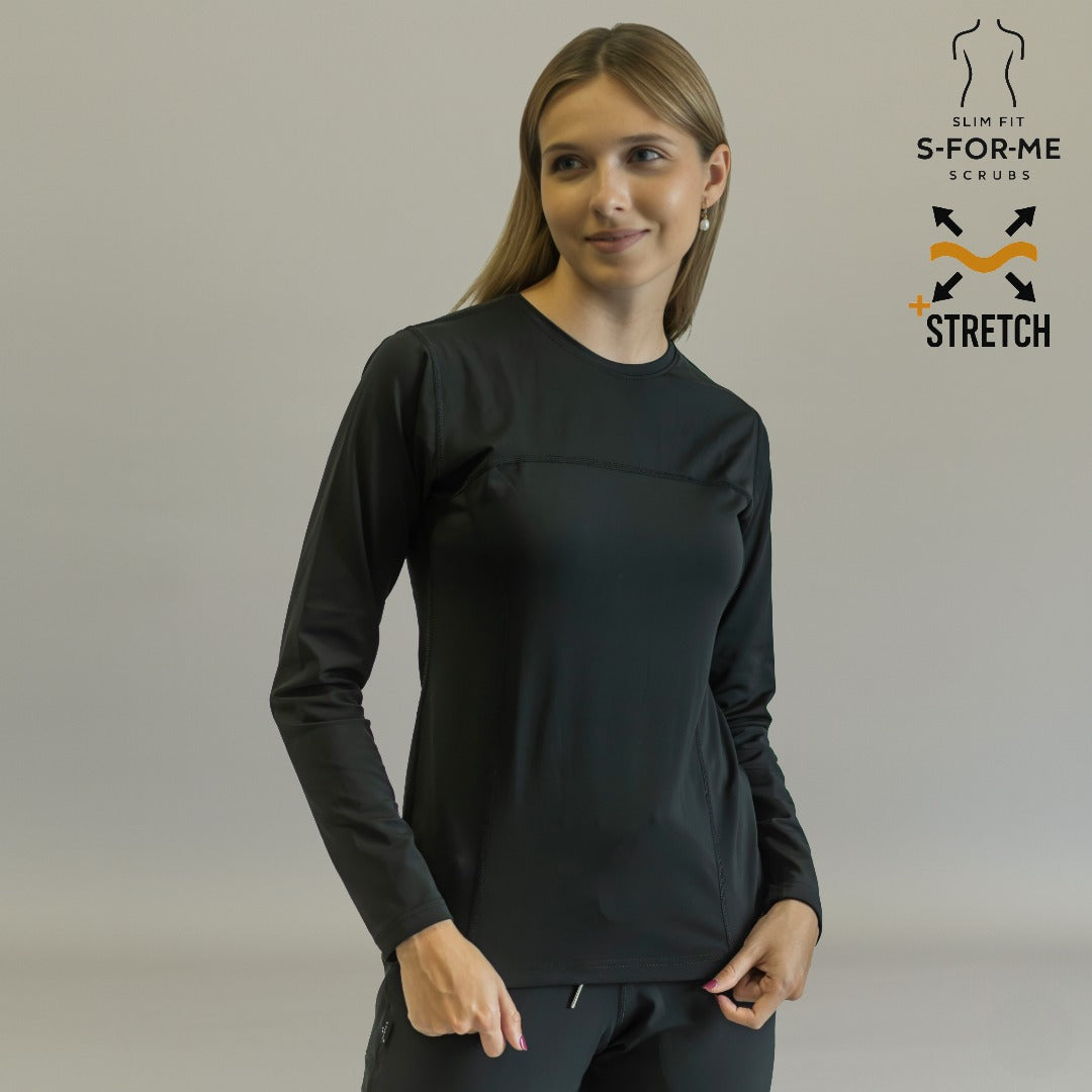 blusa under scrub negro mujer manga larga detalle cuello sandel medica