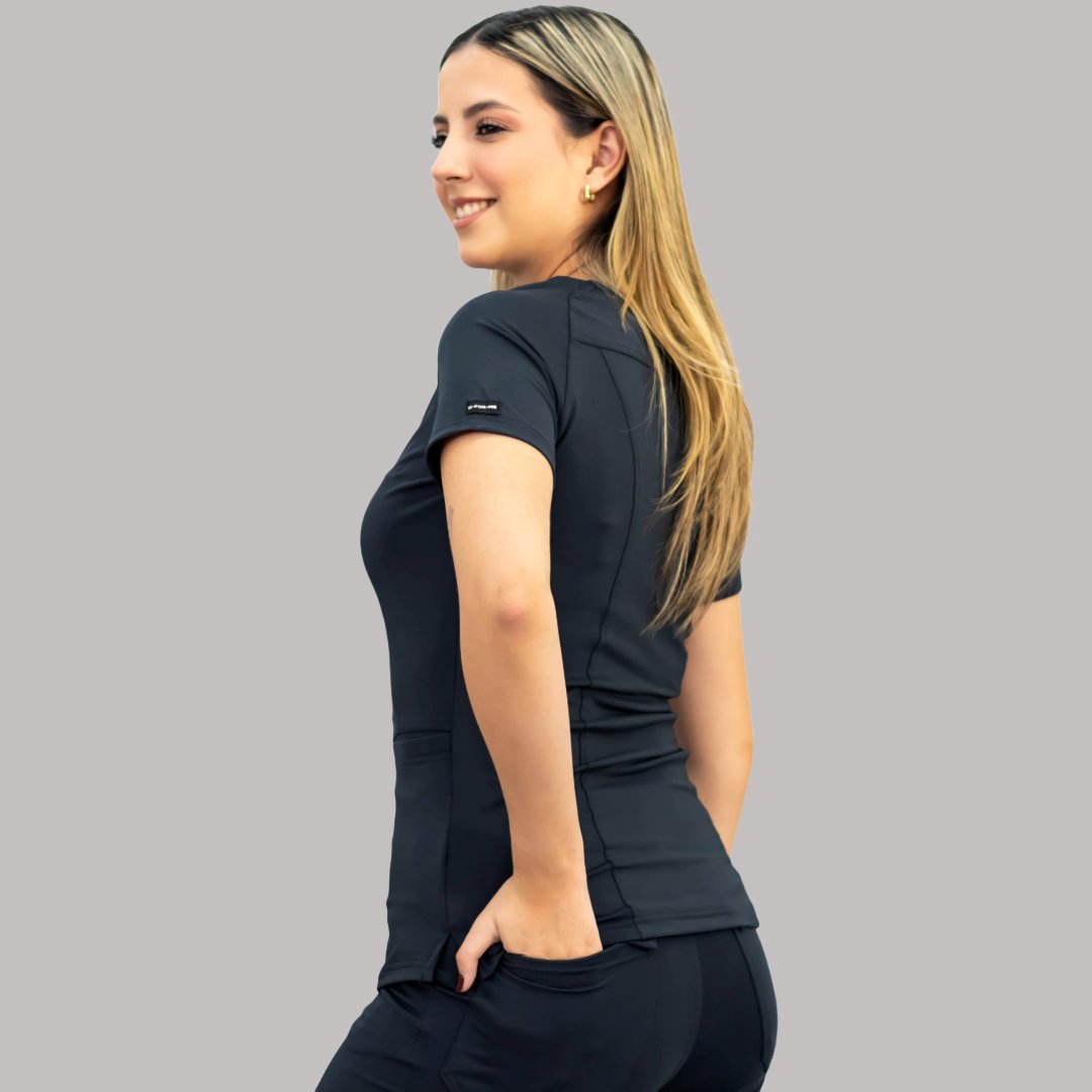 Conjunto quirúrgico negro mujer Estilo 901 filipina y jogger super stretch Sandel Medica