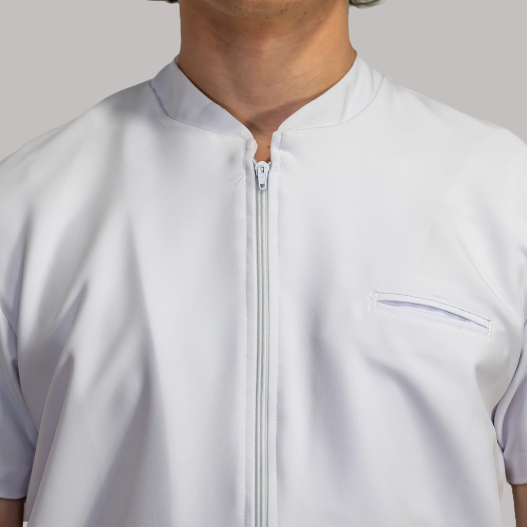 Filipina Hombre Blanca Pure White cuello MAO con cierre Antifluido