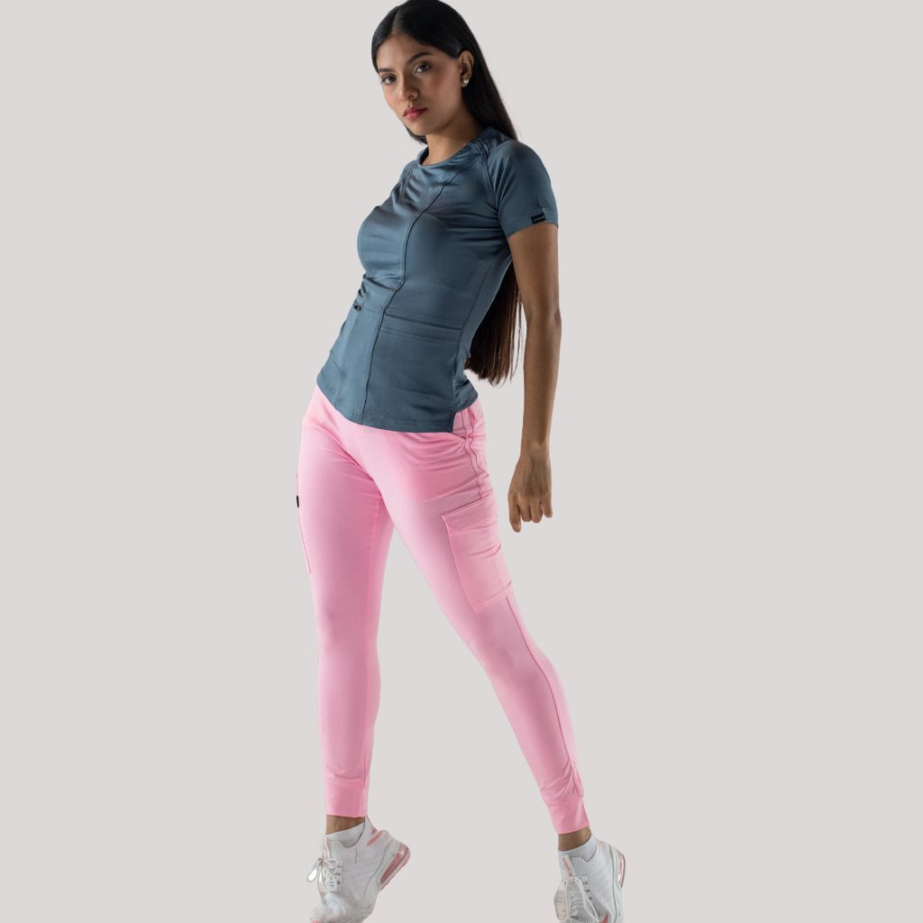 Vista trasera del jogger quirurgico rosa pastel mujer Estilo 901 Sandel Medica