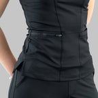 Detalle cuello redondo filipina quirúrgica negra mujer Estilo 901 super stretch