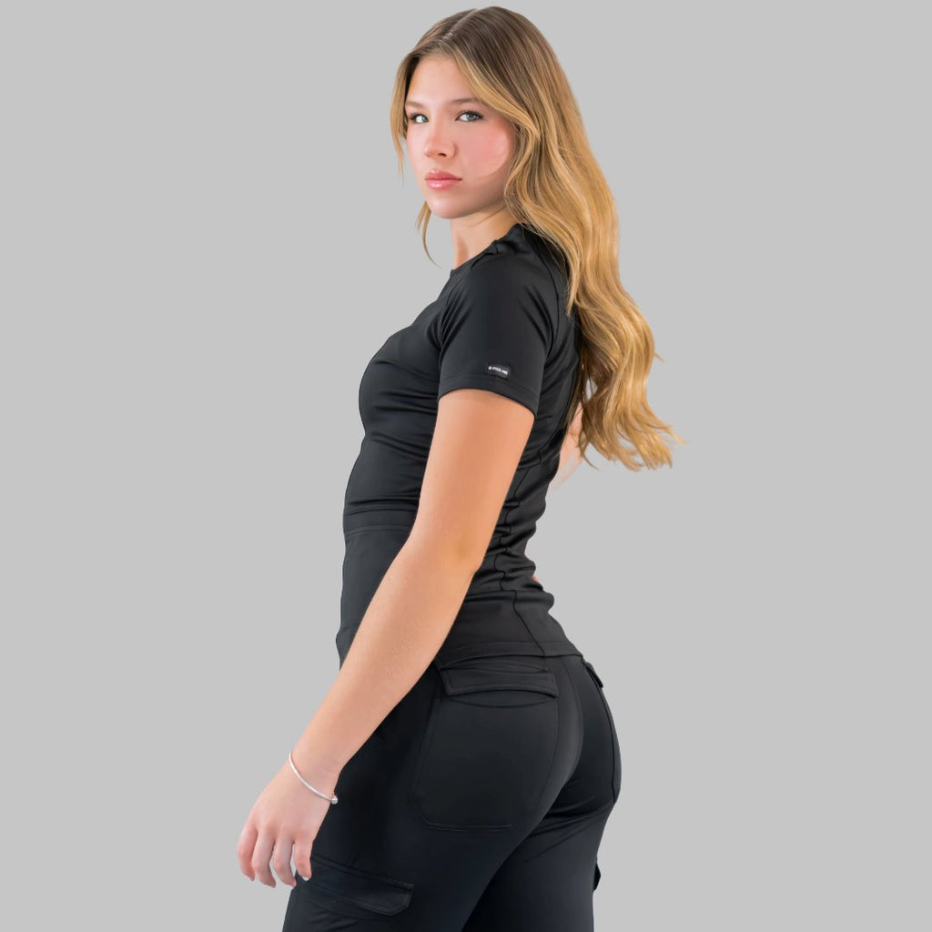 Filipina médica negra mujer Estilo 901 corte slim fit manga raglán super stretch