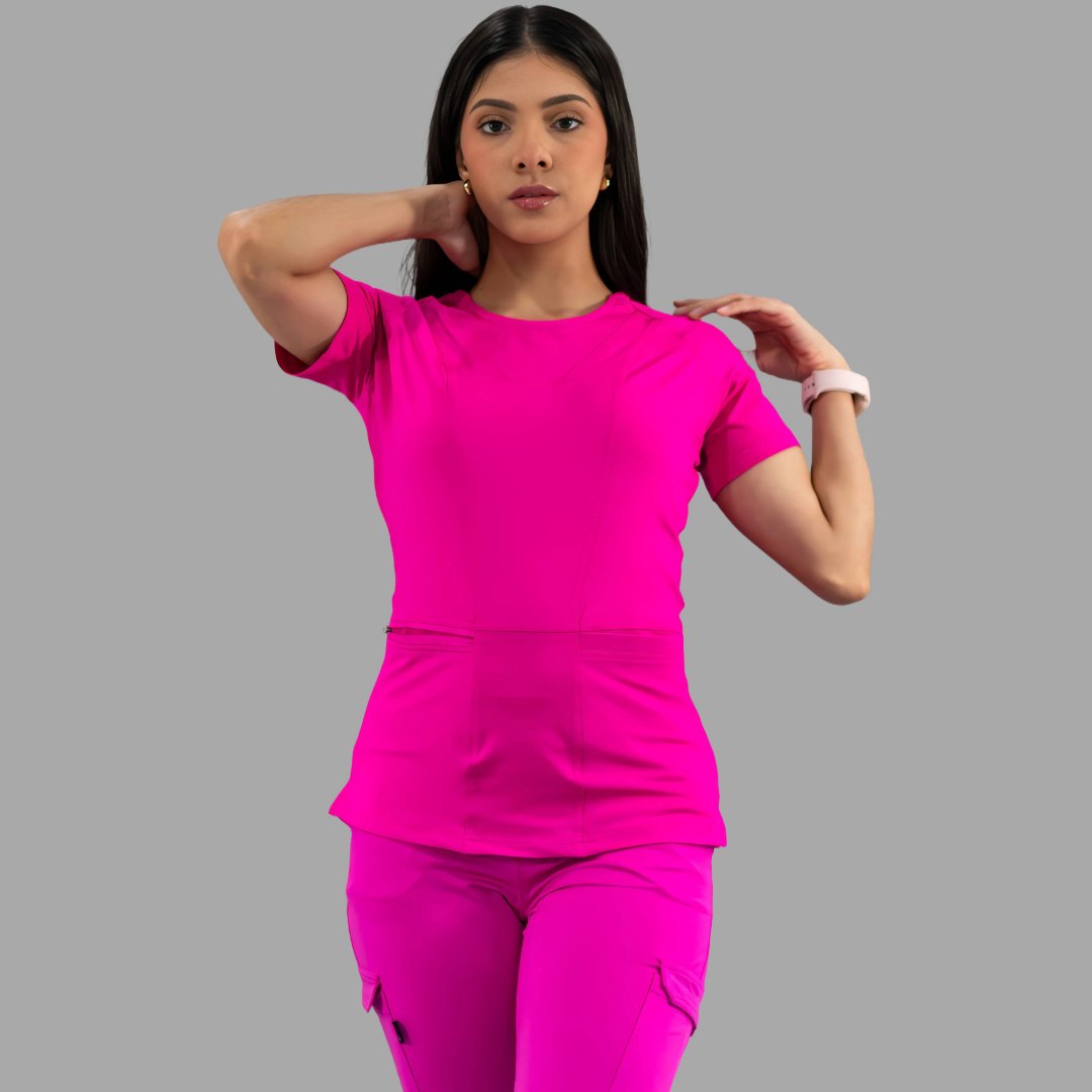 Scrub top fucsia mujer estilo 901 uniformes quirúrgicos México