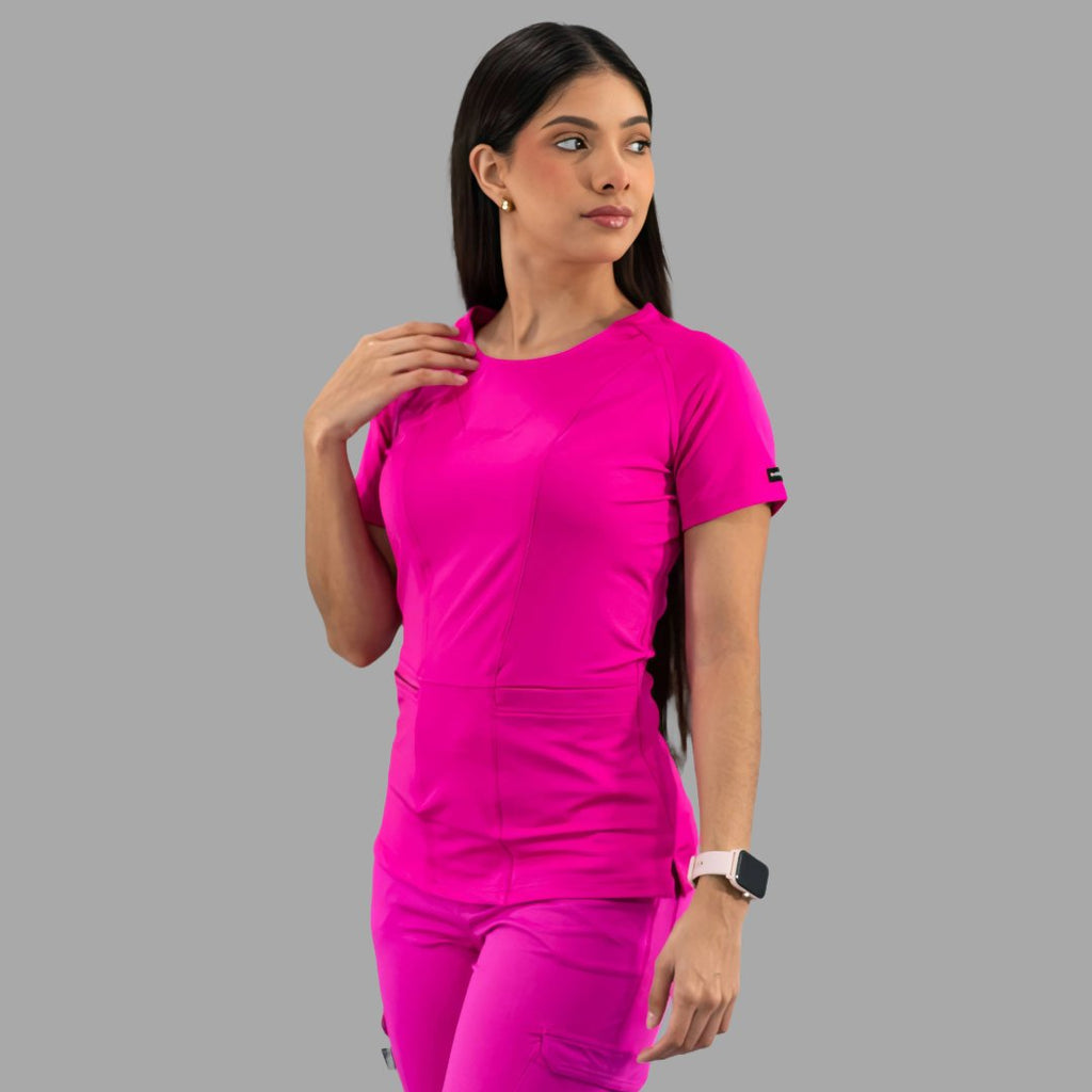 Filipina fucsia súper stretch para doctoras y enfermeras 901