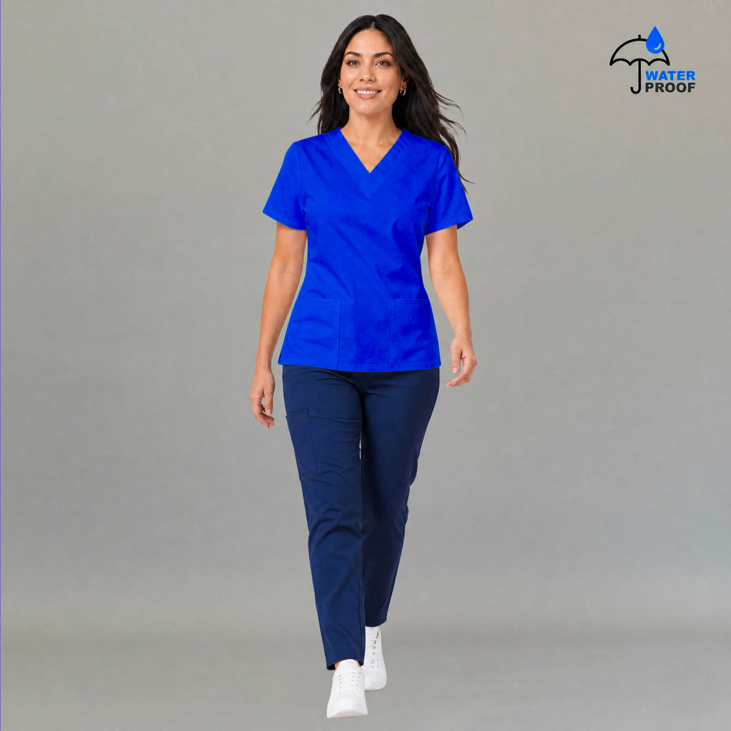Uniforme médico mujer Azul Rey antifluido manga corta Sandel Médica